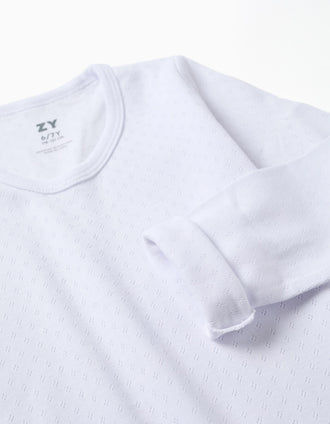 Pack of 3 long sleeve cotton undershirts for girls, white