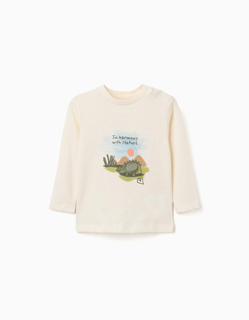 T-shirt en coton avec imprimé caméléon pour bébé garçon, beige
