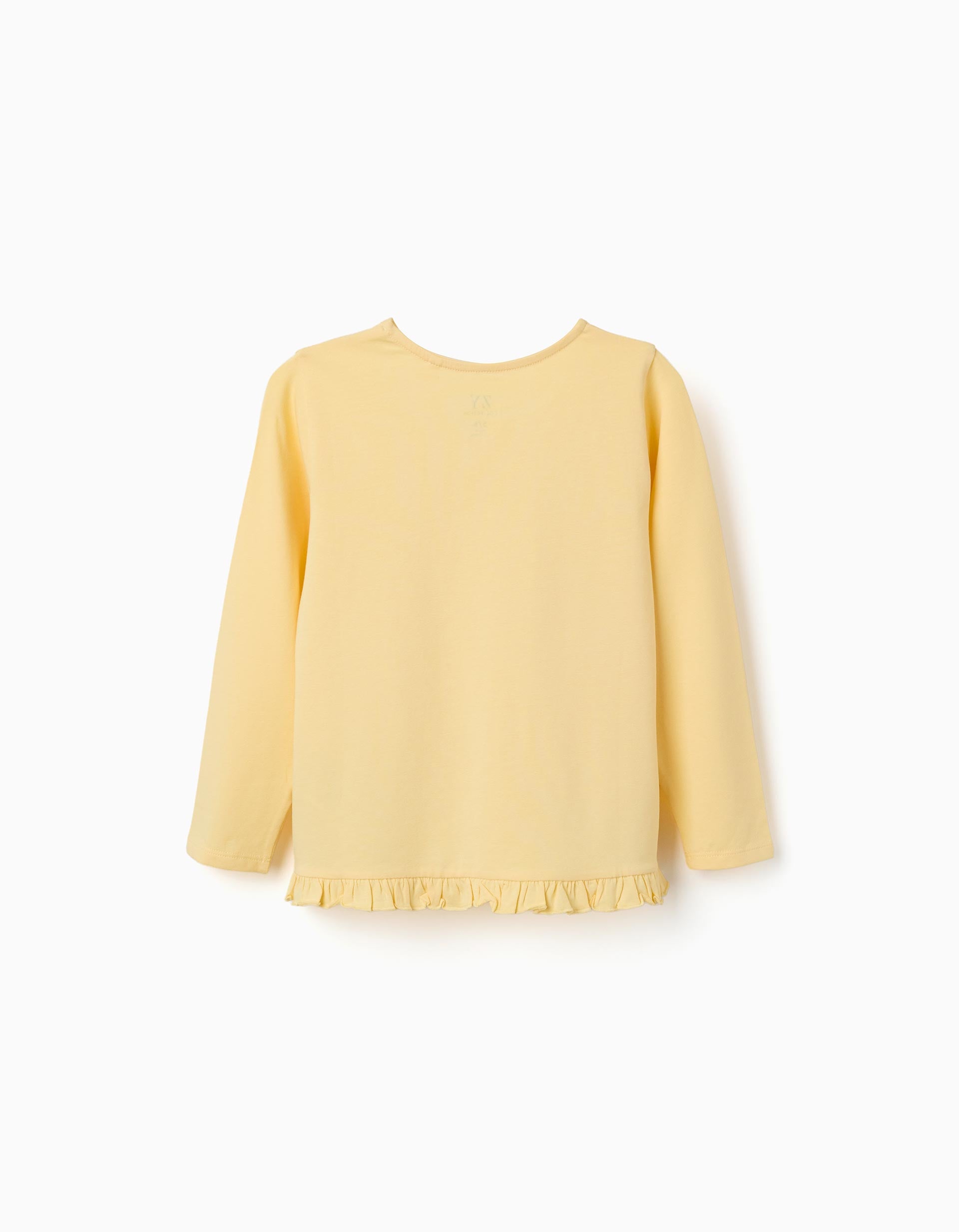 Long sleeve T-shirt with floral embossed print for girls, yellow
