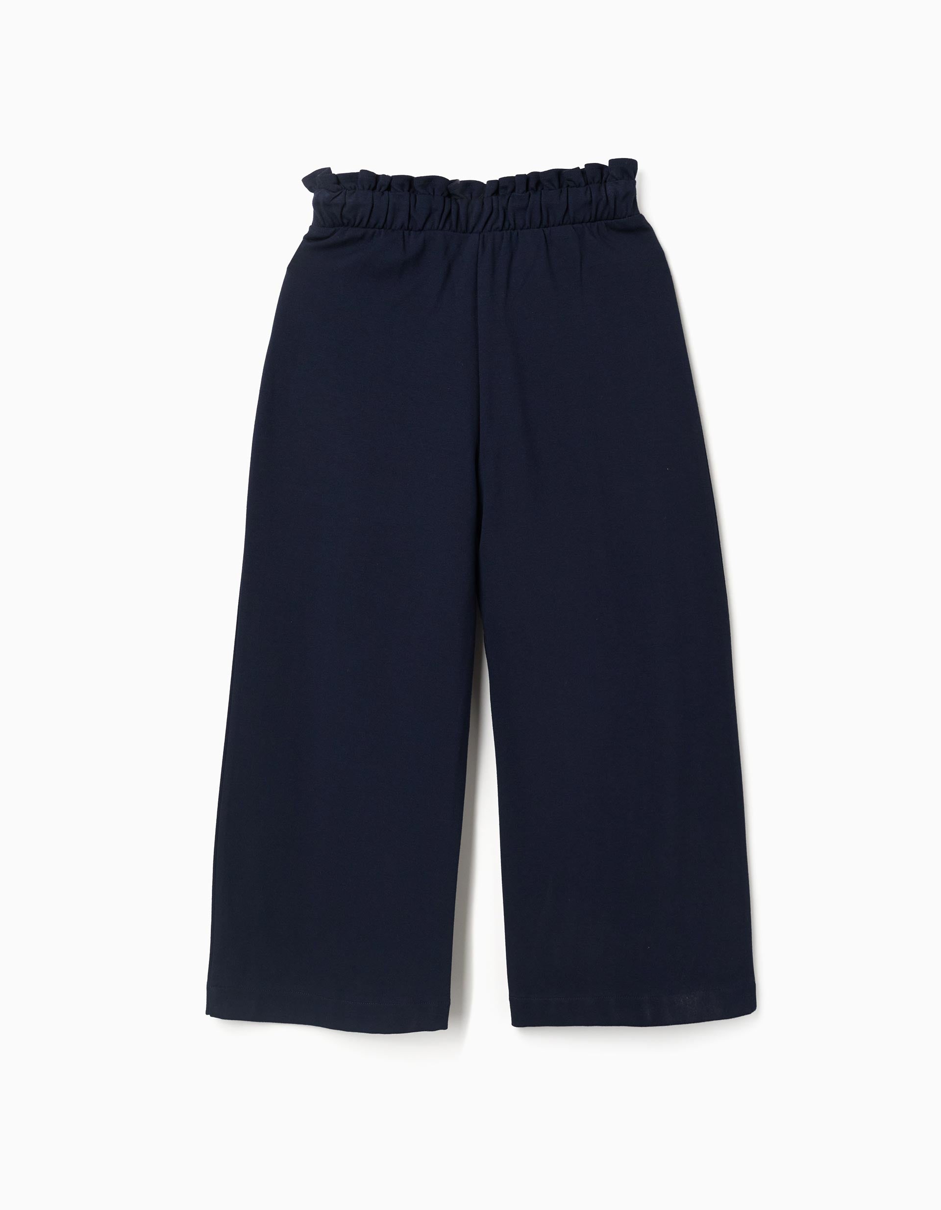 Pantalón de pierna ancha de punto Roma para niña, azul oscuro