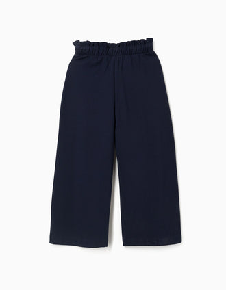 Calças wide leg em ponto Roma para menina, azul-escuro