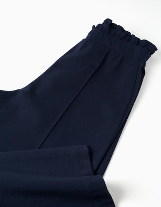 Calças wide leg em ponto Roma para menina, azul-escuro