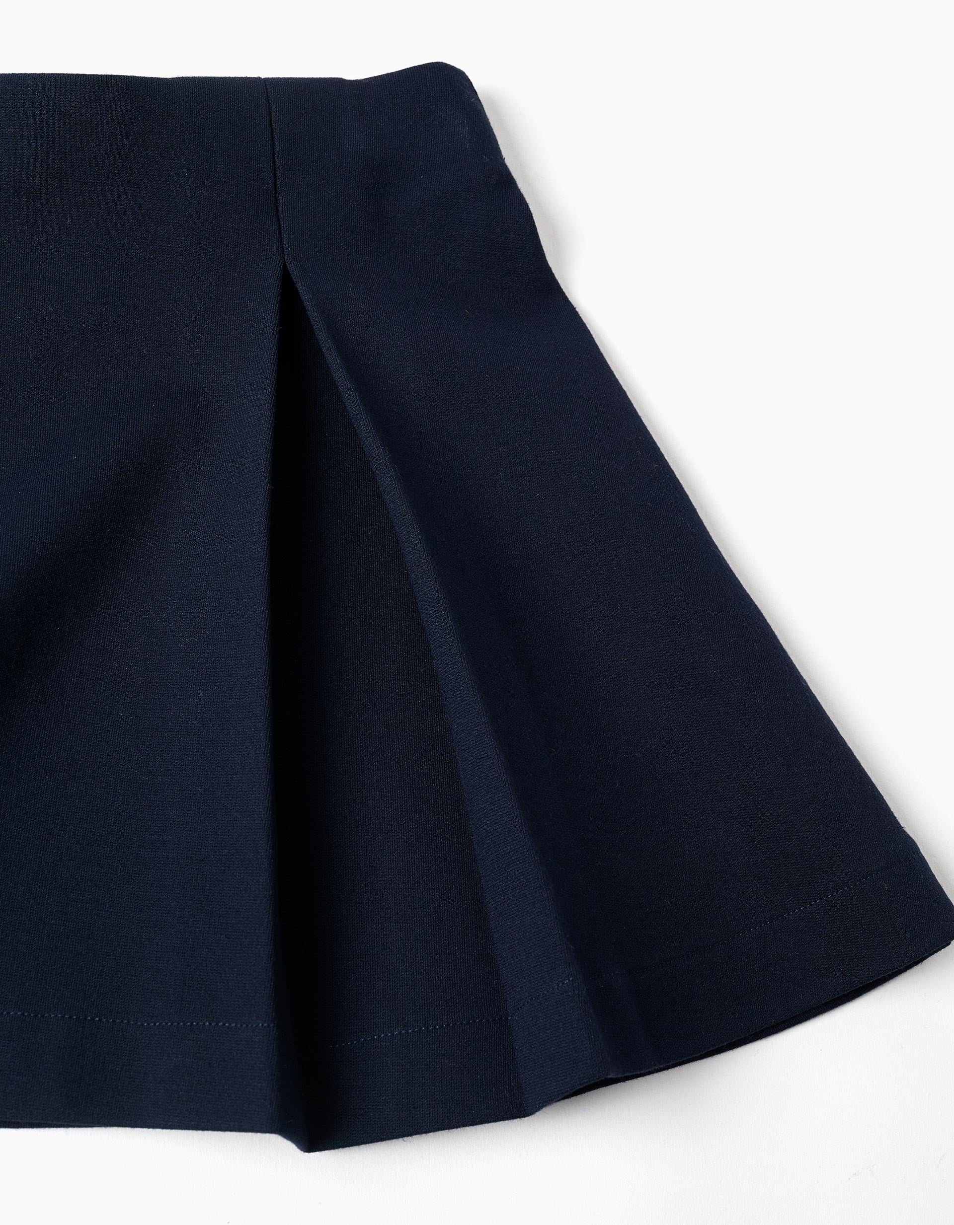 Falda de punto Roma con pliegues para niña, azul oscuro
