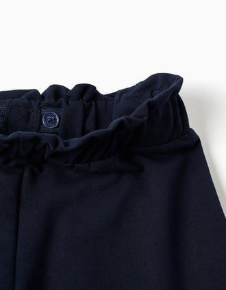 Calças straight fit com nó decorativo para menina, azul-escuro