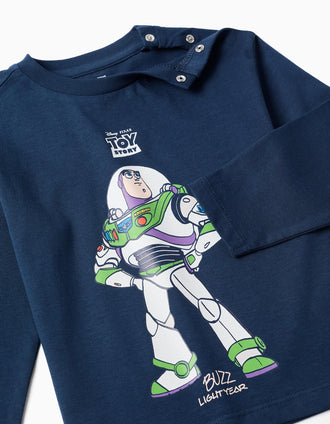T-shirt de manga comprida com o Buzz Lightyear para bebé menino, azul