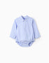 Long sleeve cotton body-shirt for newborn boys, blue