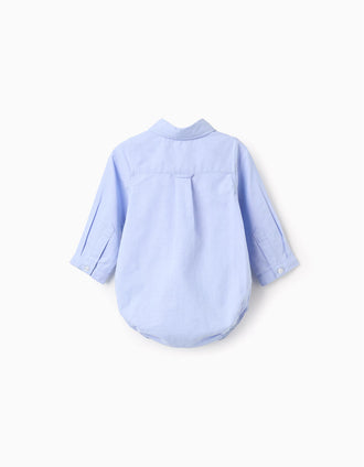 Long sleeve cotton body-shirt for newborn boys, blue