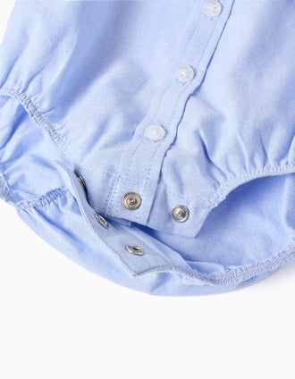 Long sleeve cotton body-shirt for newborn boys, blue