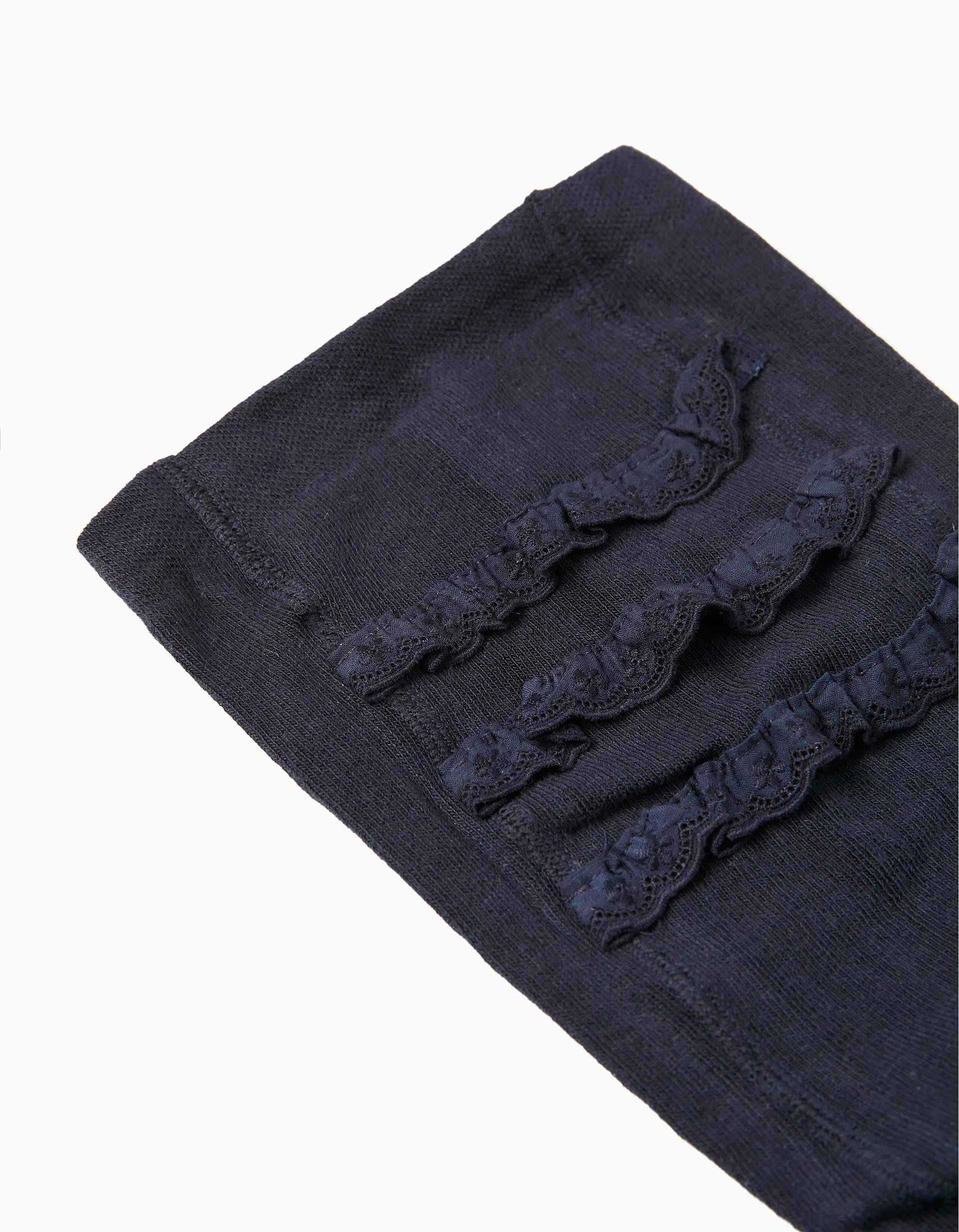 Collants com folhos para recém-nascida e bebé, azul-escuro