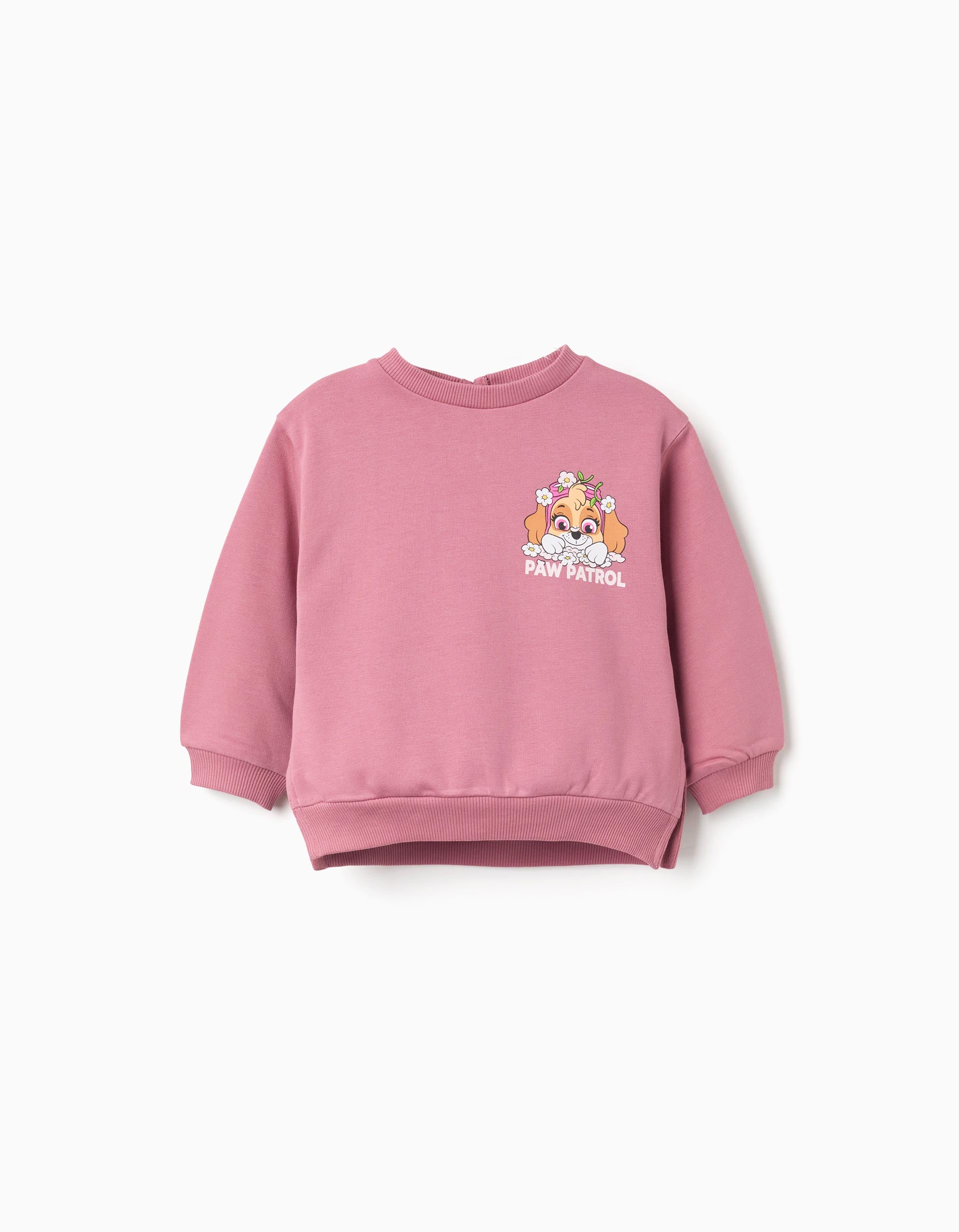 Brushed sweatshirt with Skye print for baby girls, dark pink