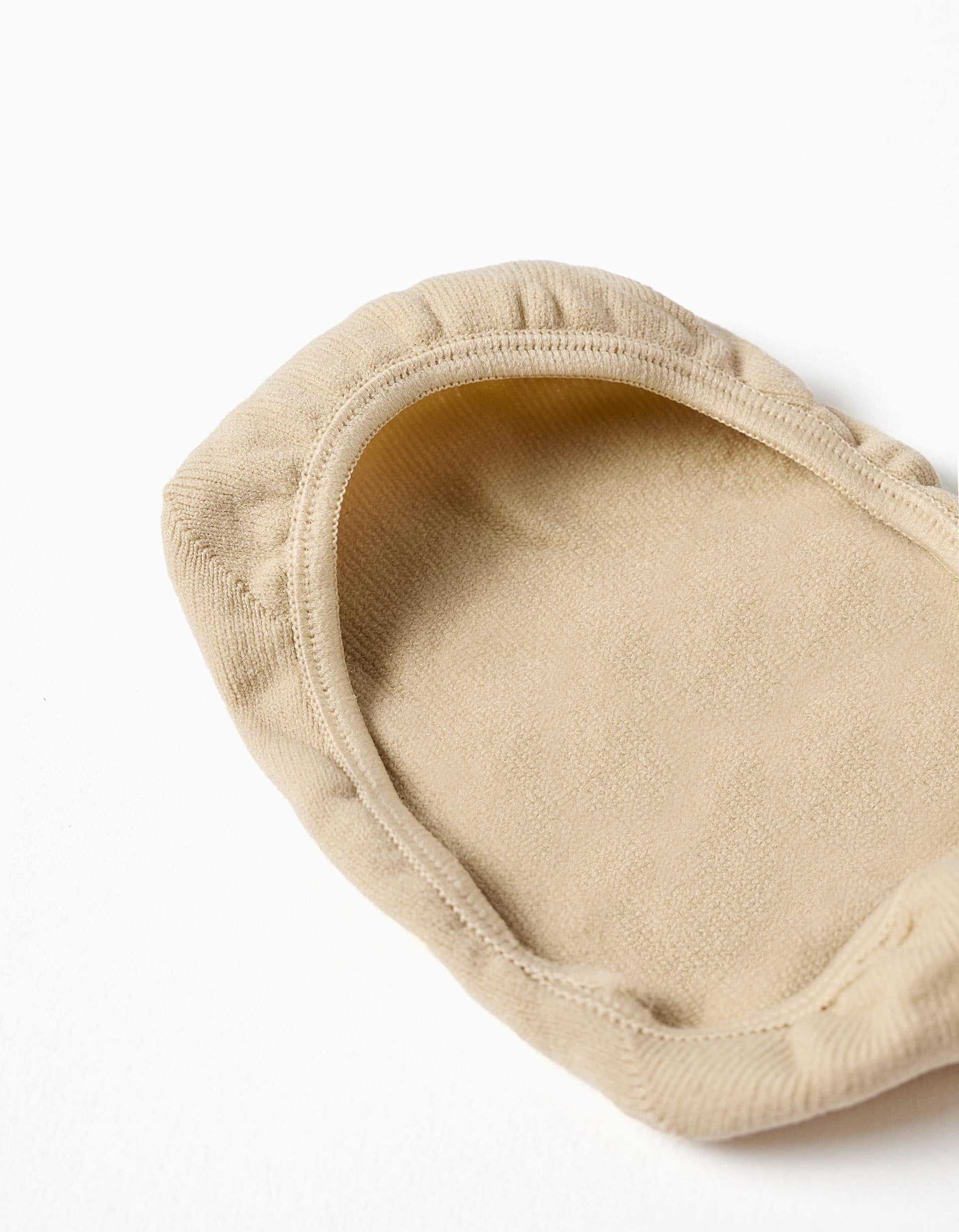 Pack of 3 pairs of invisible trainer socks for girls, beige