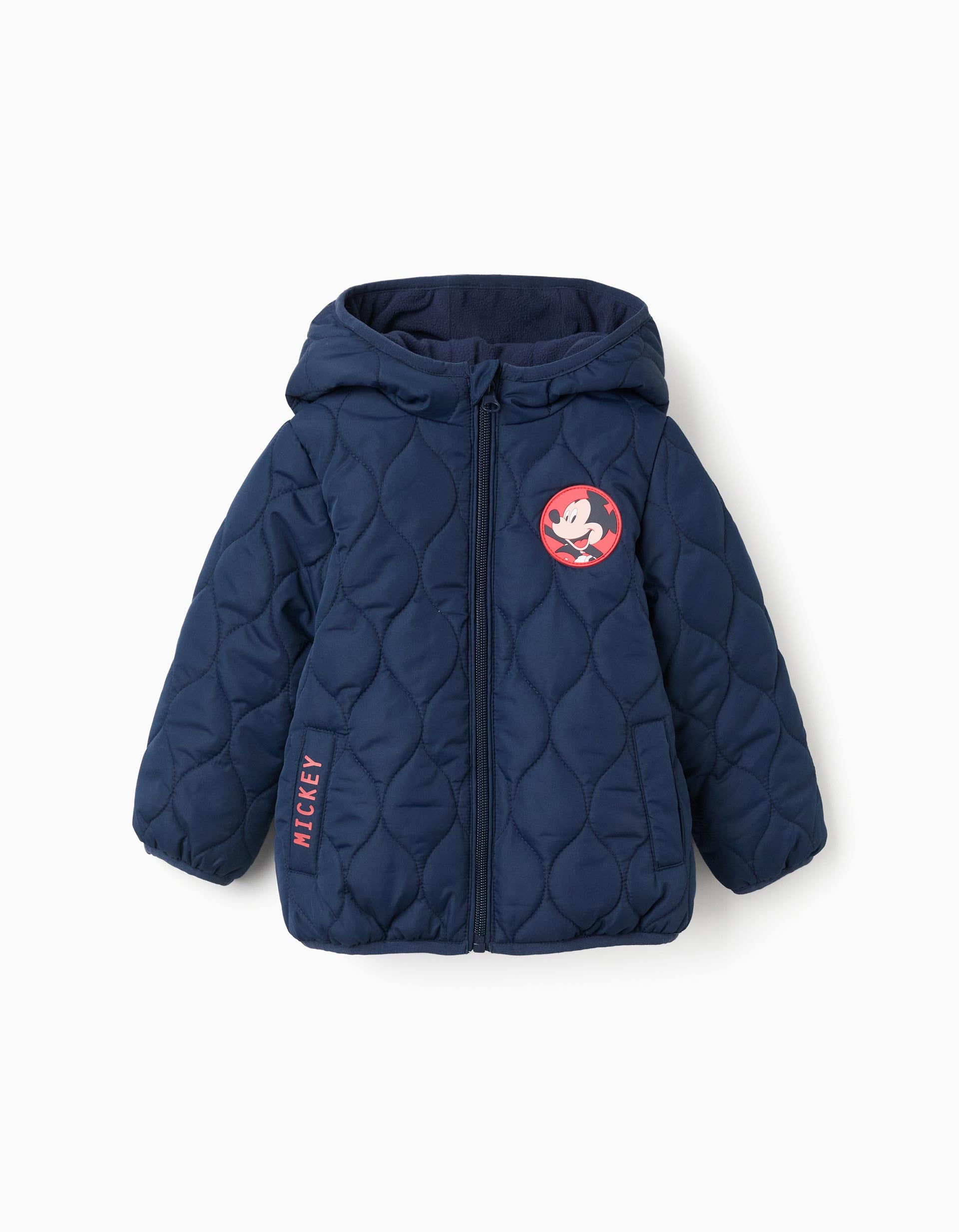 Mickey padded jacket with fleece lining for baby boys, dark blue