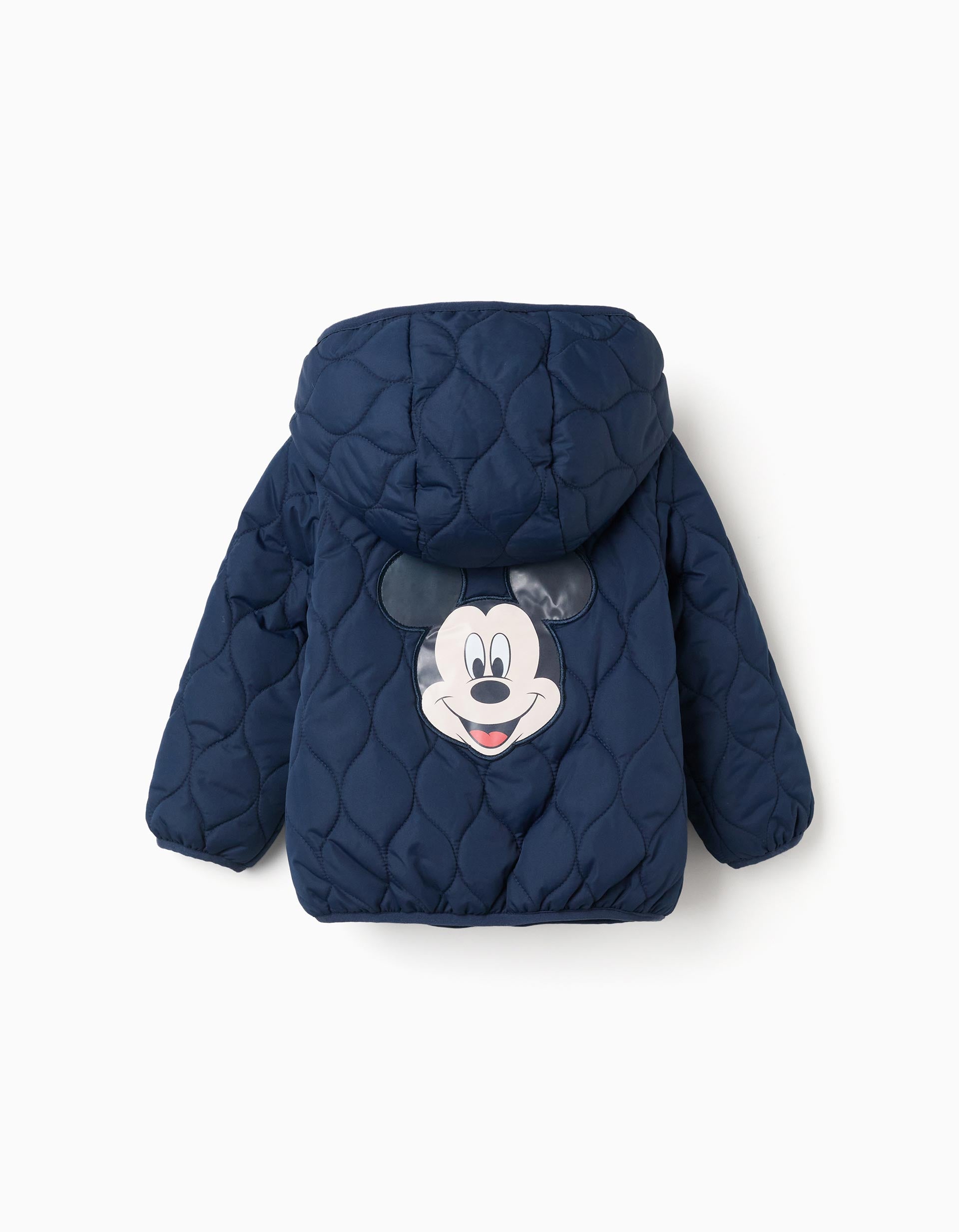 Mickey padded jacket with fleece lining for baby boys, dark blue