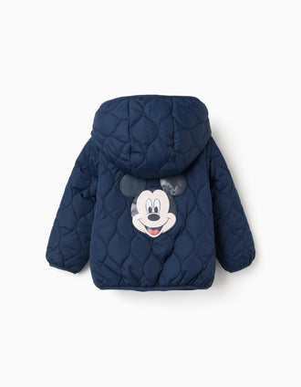 Chaqueta acolchada de Mickey con forro polar para bebé niño, azul
