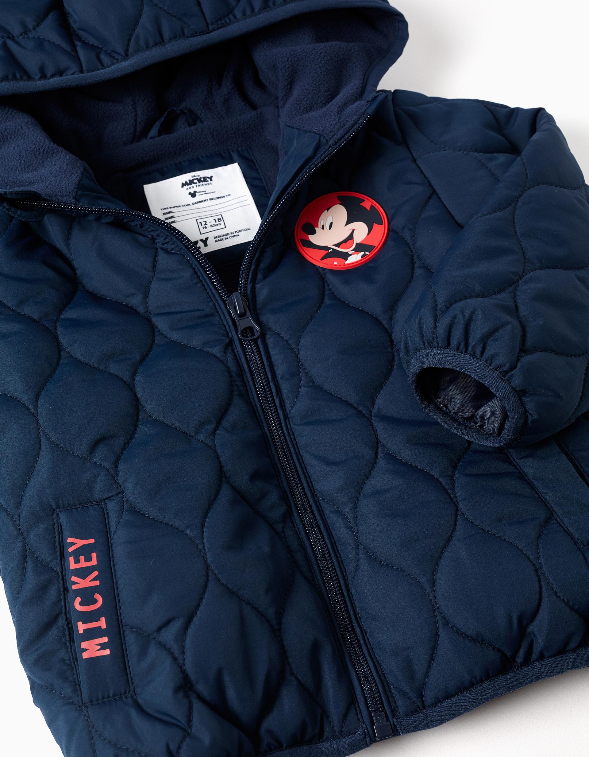 Mickey padded jacket with fleece lining for baby boys, dark blue