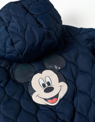Chaqueta acolchada de Mickey con forro polar para bebé niño, azul