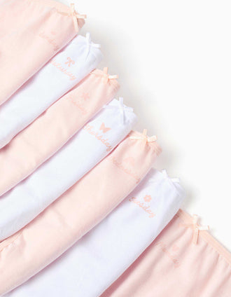 7 braguitas de algodón con los días de la semana para niña, rosa/blanco