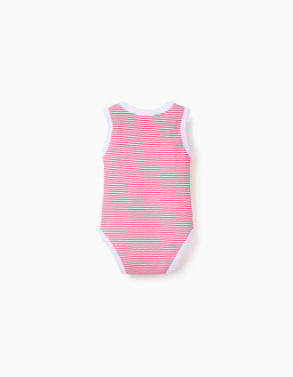 4 bodies sem mangas para recém-nascida e bebé, branco/rosa/vermelho