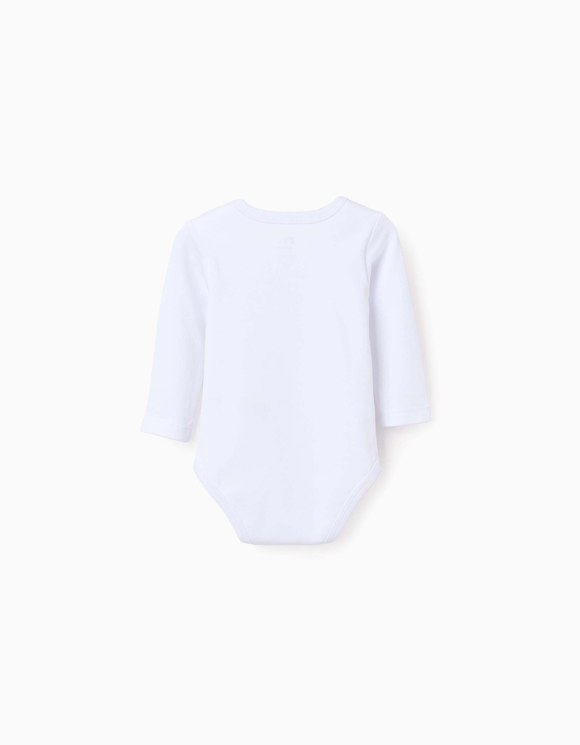 Pack of 4 bodysuits with chest print for newborns and babies, white