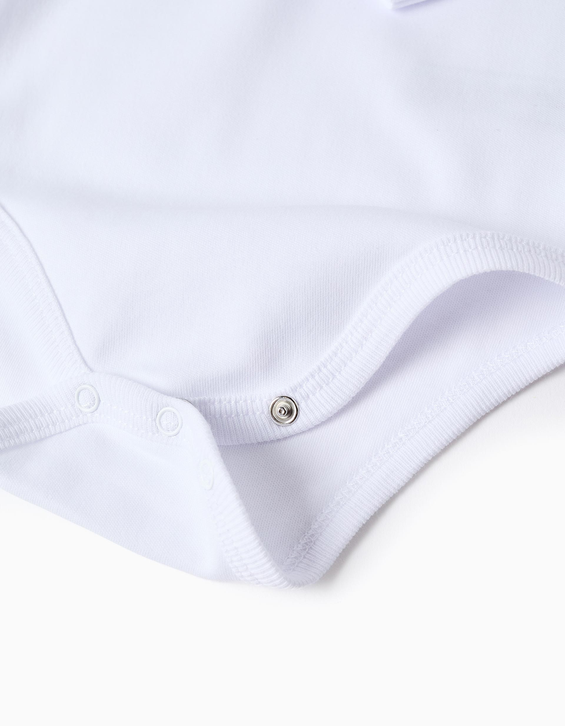 Pack of 4 bodysuits with chest print for newborns and babies, white