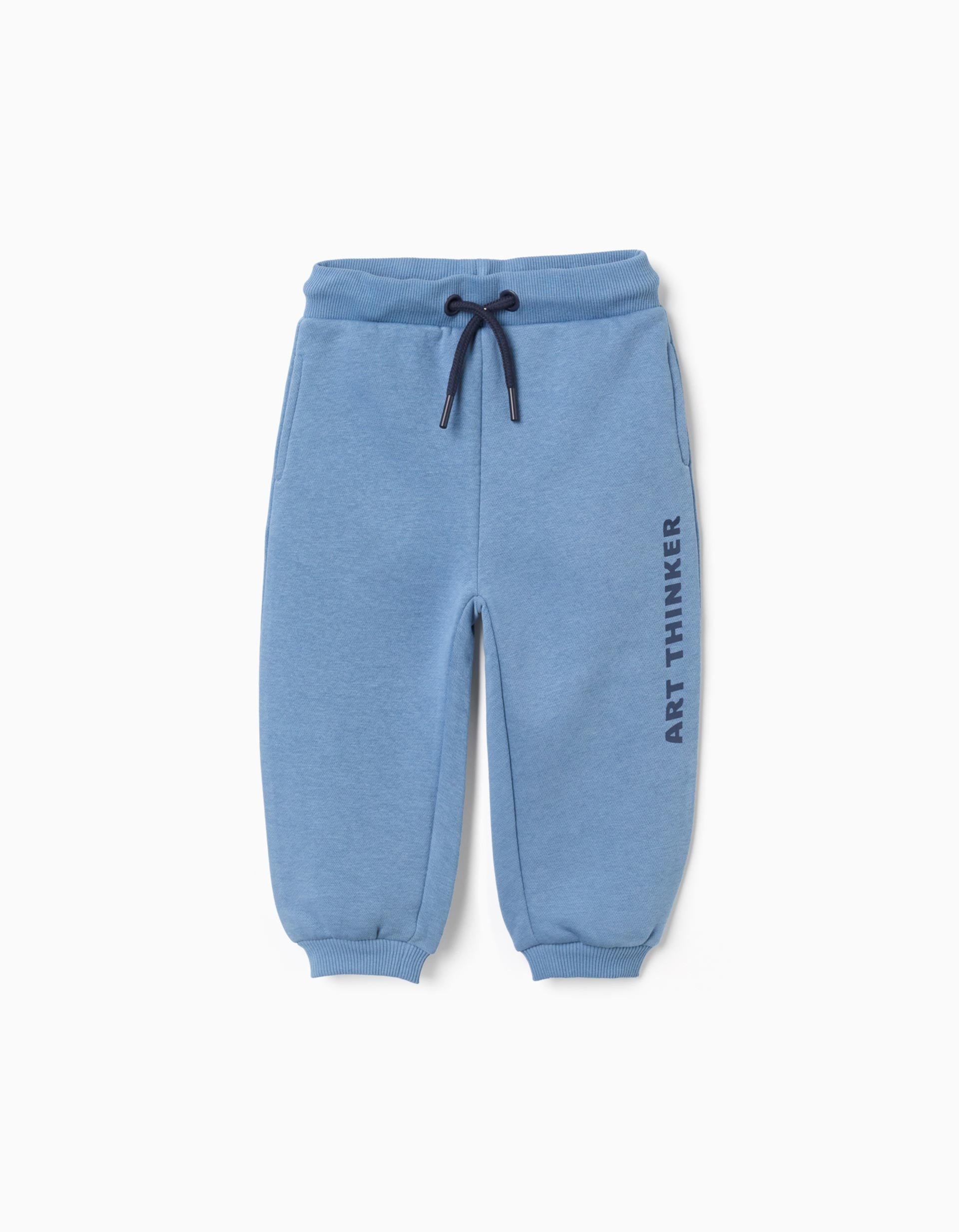 Calças joggers cardadas com estampado Art Thinker para bebé menino, azul
