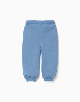 Brushed joggers with Art Thinker print for baby boys, blue