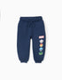 Brushed joggers with Super Friends print for baby boys, dark blue