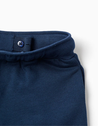 Brushed joggers with Super Friends print for baby boys, dark blue