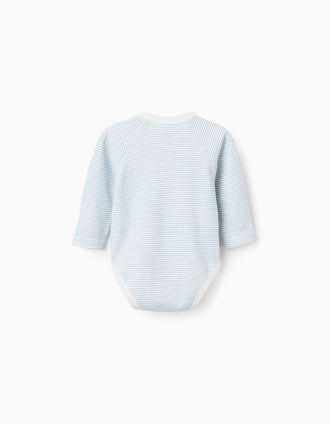4 bodies em trespasse com riscas/estampado para bébé menino, multicolor