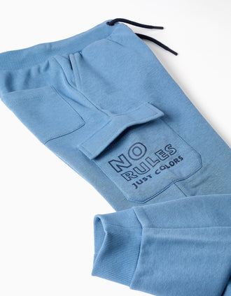 Pantalón jogger cargo perchado con estampado No Rules para niño, azul