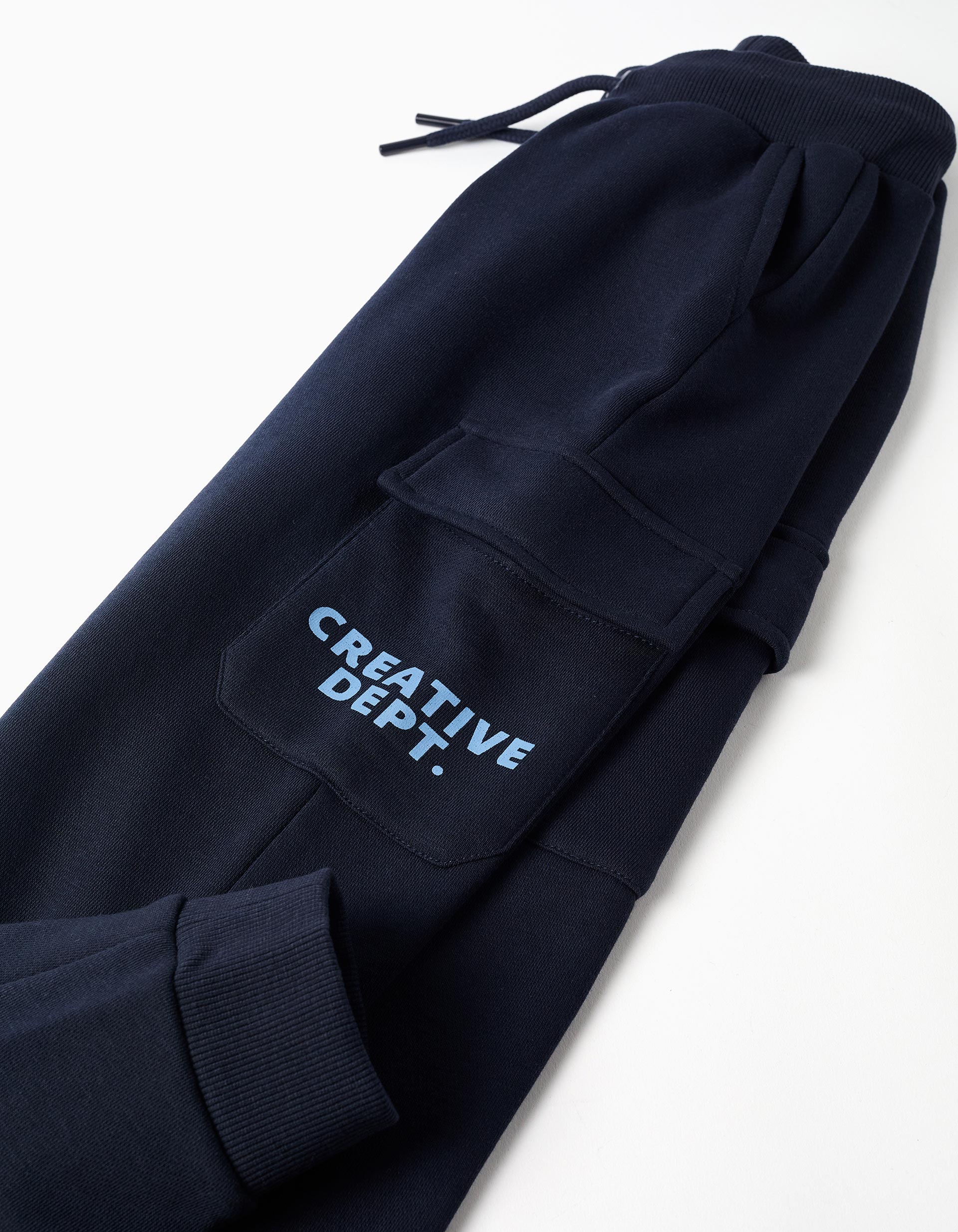 Jogpant cargo en coton peigné à imprimé Creative pour garçon, bleu foncé
