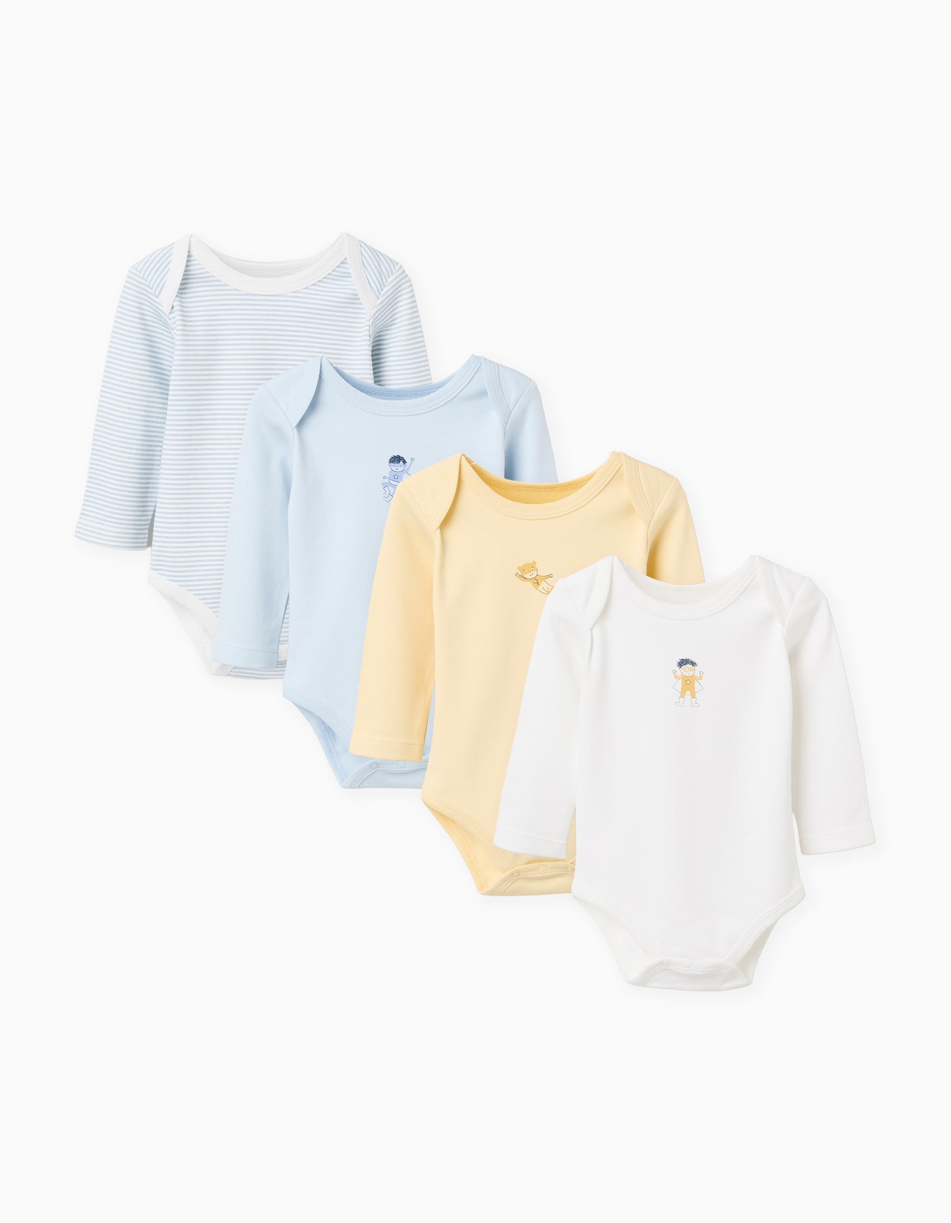 4 striped/printed bodysuits for newborn and baby boys, multicolour