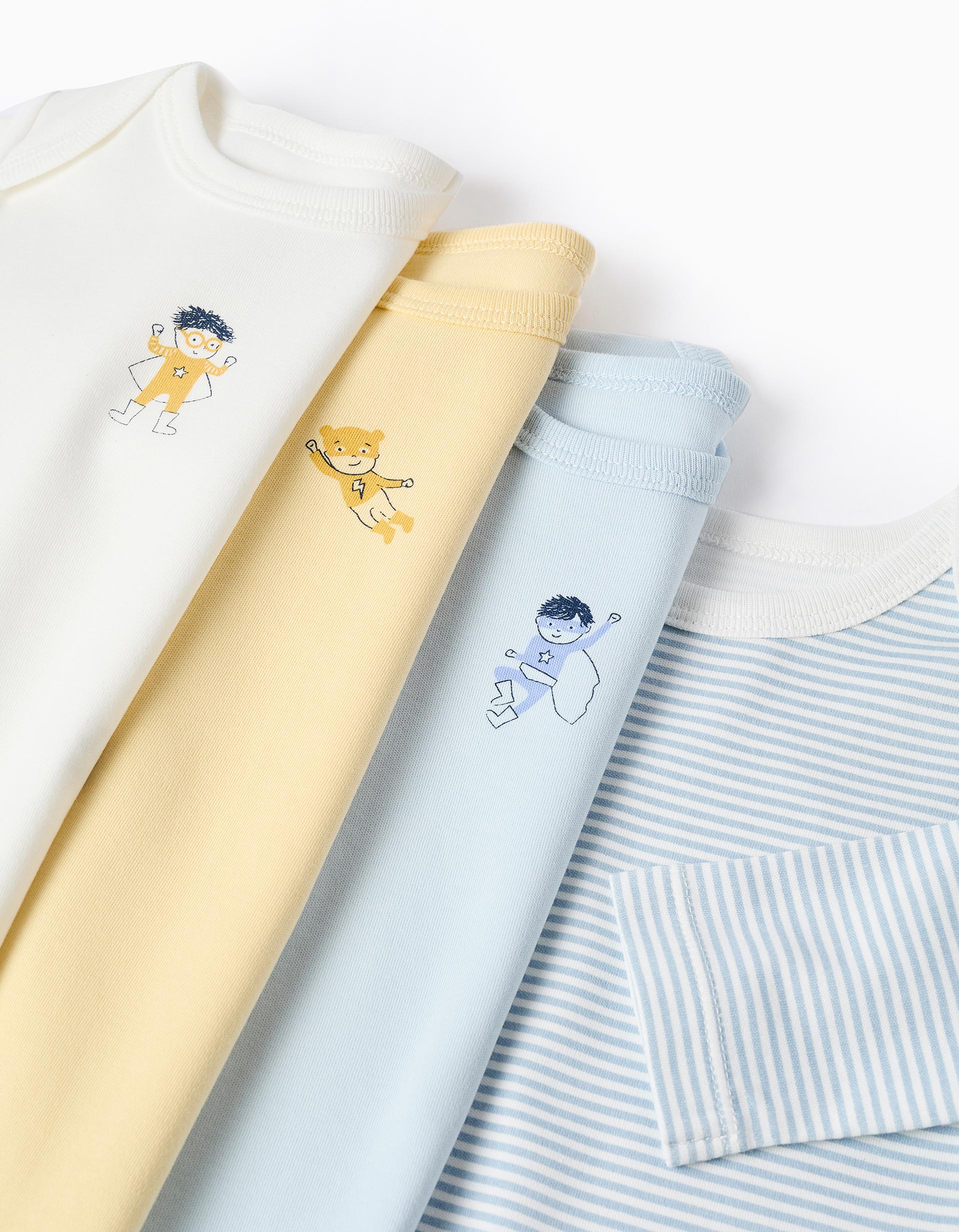 4 striped/printed bodysuits for newborn and baby boys, multicolour