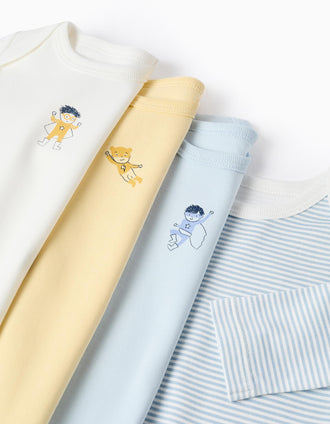 4 striped/printed bodysuits for newborn and baby boys, multicolour
