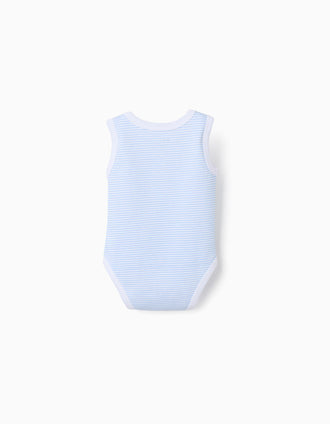 4 bodies sem mangas para recém-nascido e para bebé, branco/azul/laranja