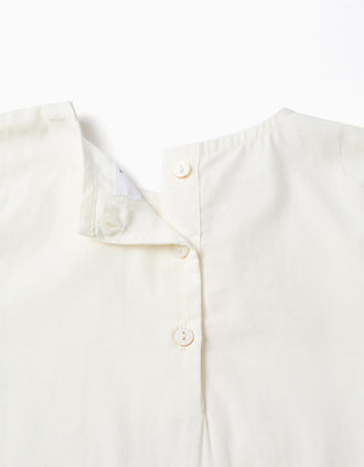 Long sleeve poplin blouse with front pleats for girls, white