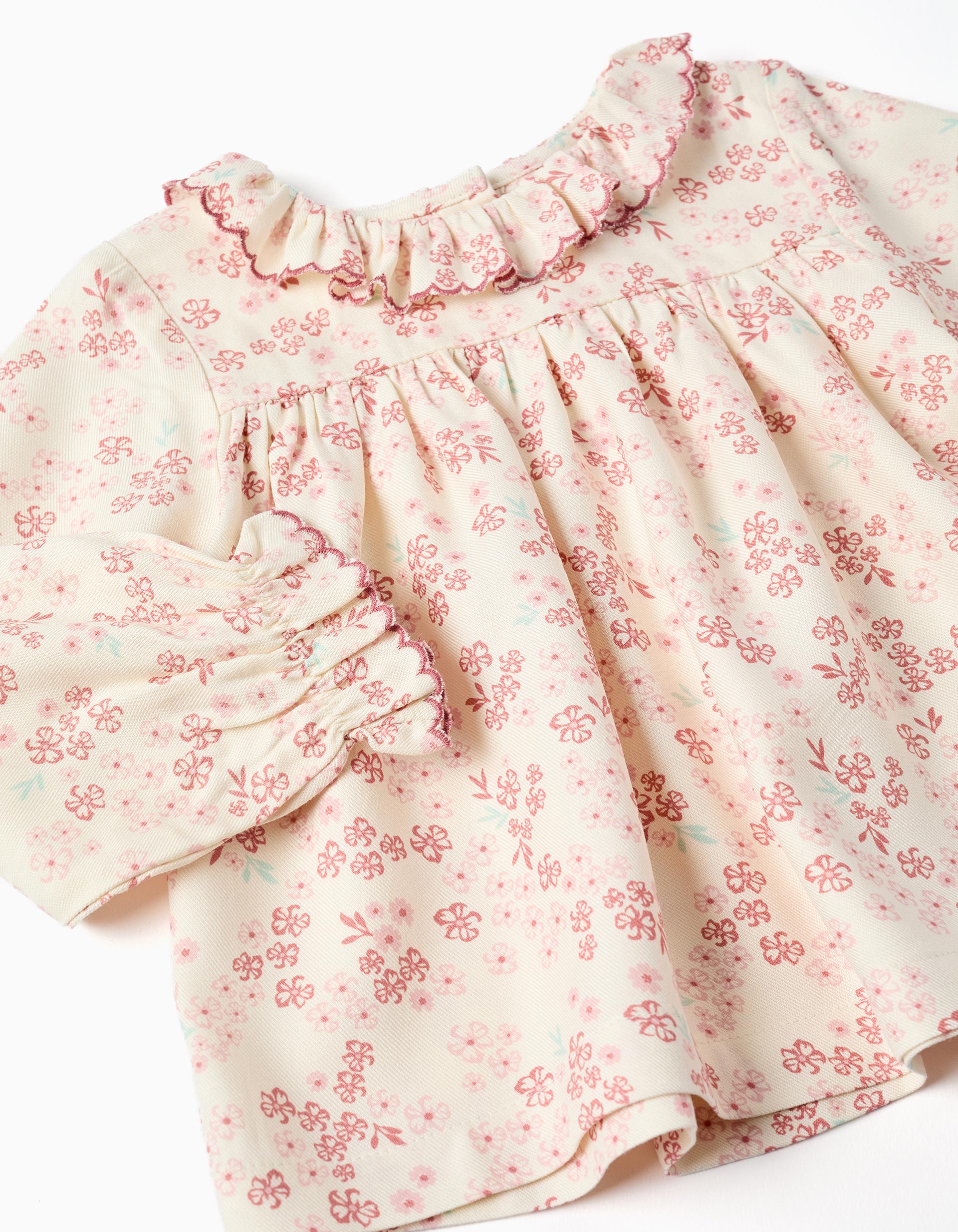 Blouse Florale Manches Longues Et Volants Pour B b Fille Beige ros blouse-florale-manches-longues-et-volants-pour-b-b-fille-beige-ros