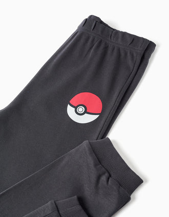 Pyjama long en coton à imprimé Pokémon pour garçon, blanc/rouge/gris