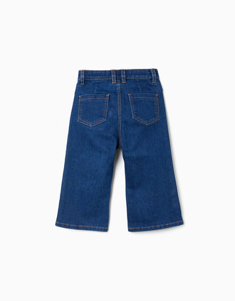 Pantalón vaquero de pierna ancha para bebé niña, azul