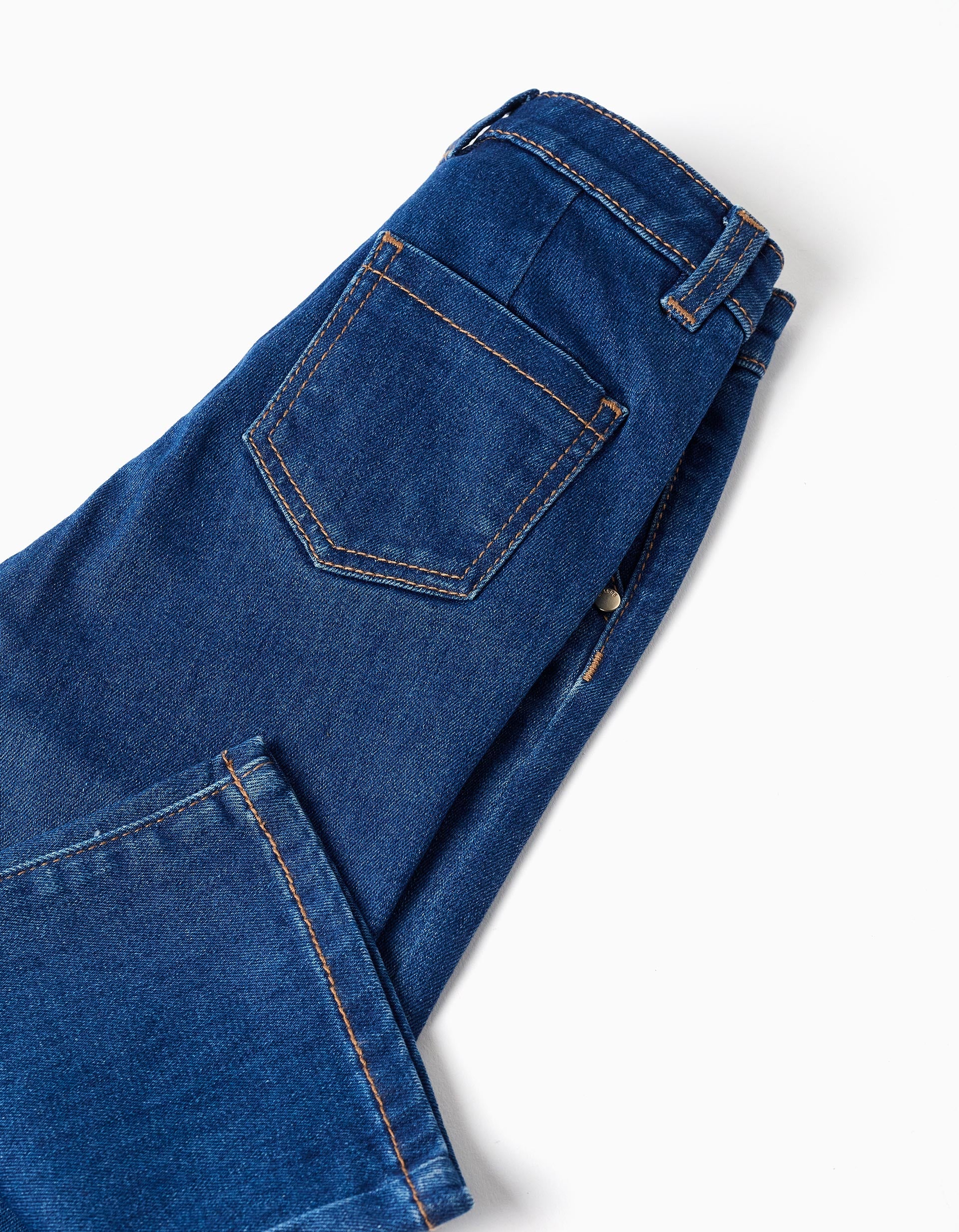 Wide leg denim trousers for baby girls, blue