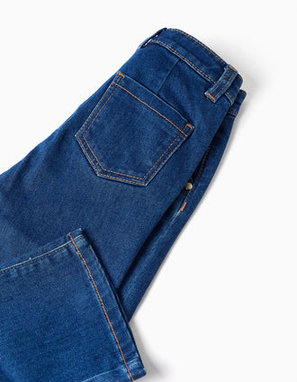 Pantalón vaquero de pierna ancha para bebé niña, azul