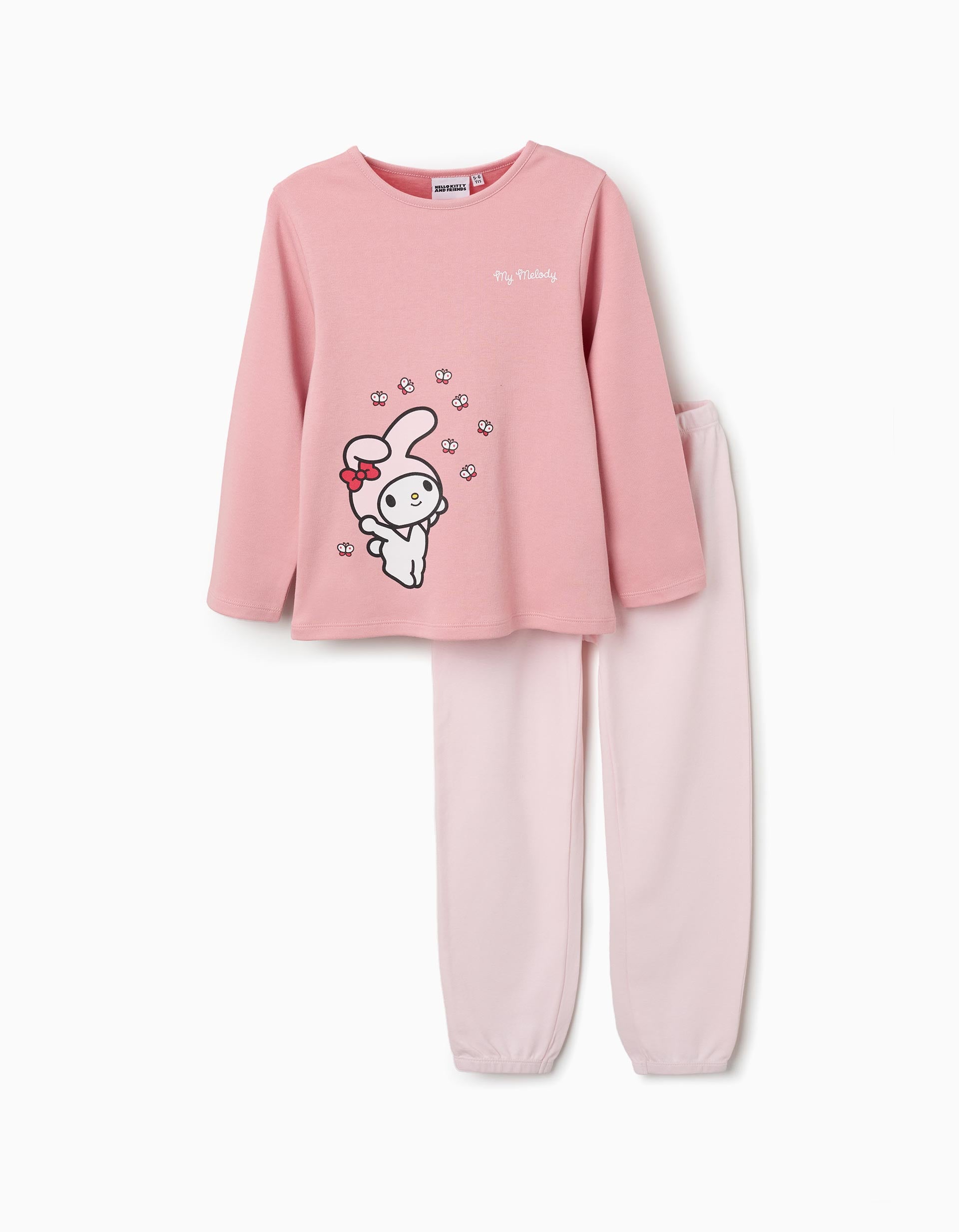 Pyjama en coton à manches longues et imprimé My Melody pour fille, rose