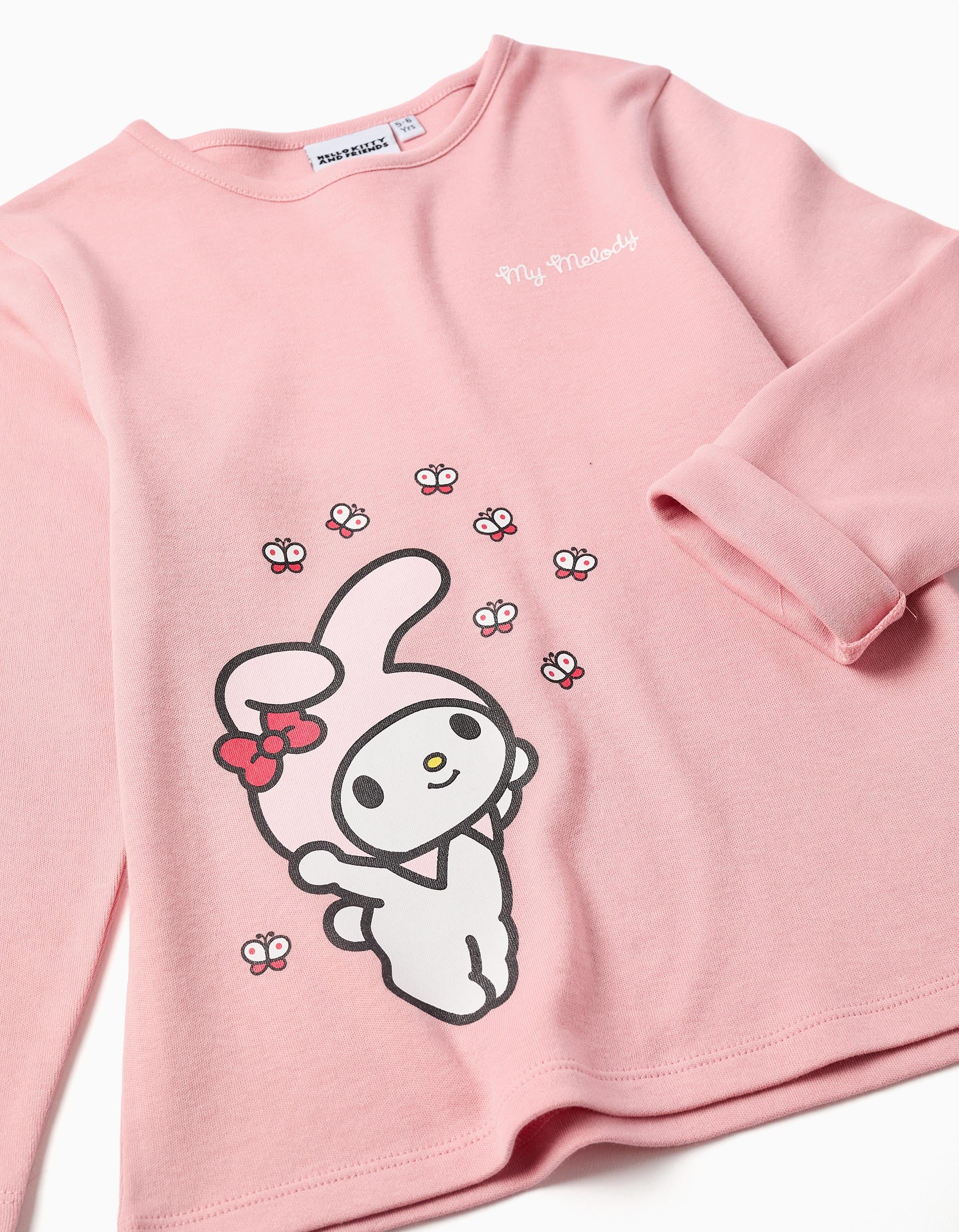 Pyjama en coton à manches longues et imprimé My Melody pour fille, rose