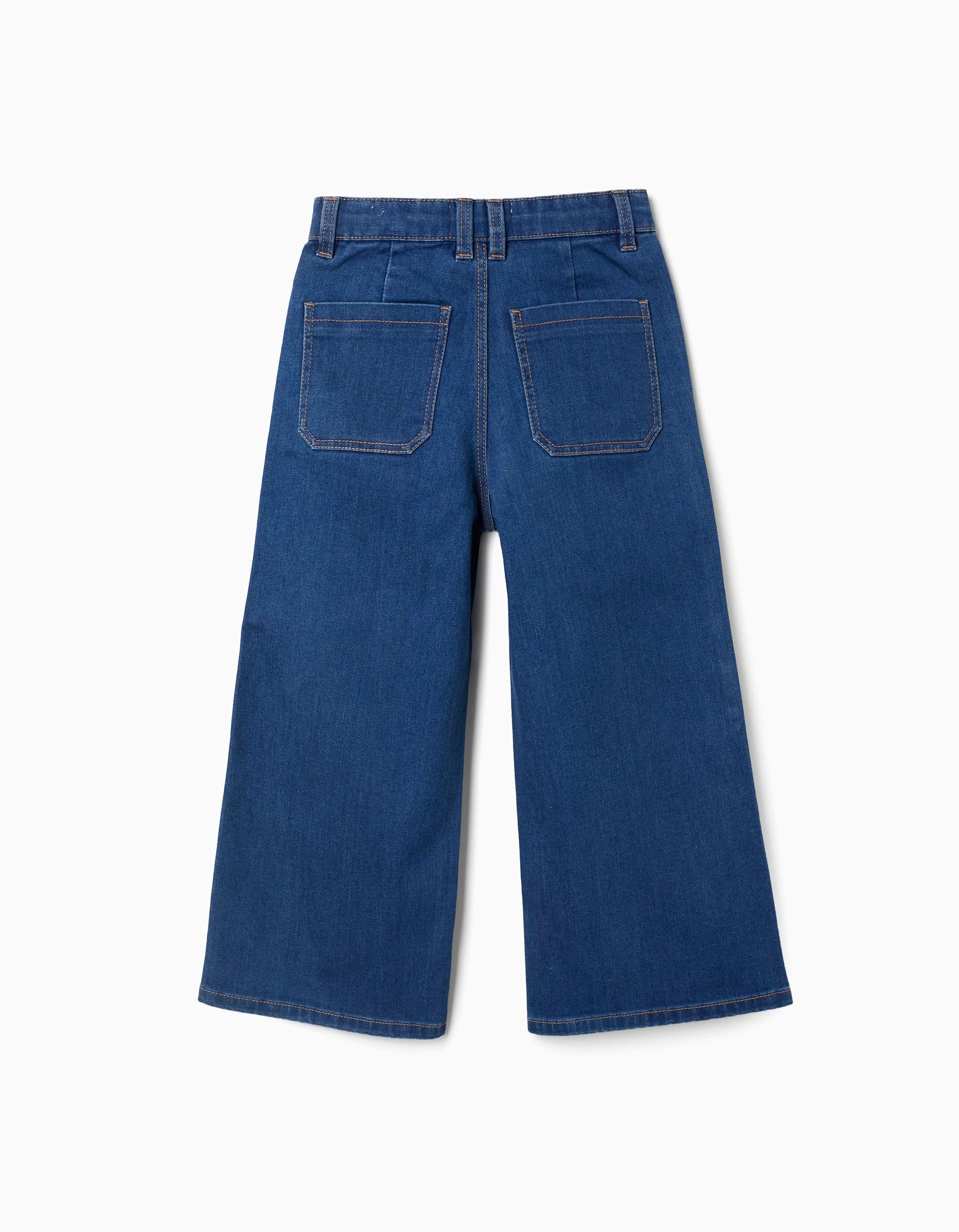 Calças de ganga wide leg para menina, azul