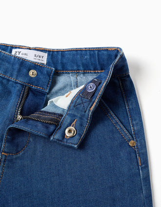 Calças de ganga wide leg para menina, azul