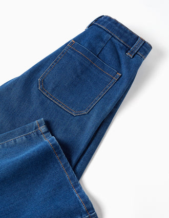 Calças de ganga wide leg para menina, azul