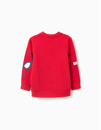 Sweat en coton peigné avec imprimés Spider-Man pour garçon, rouge