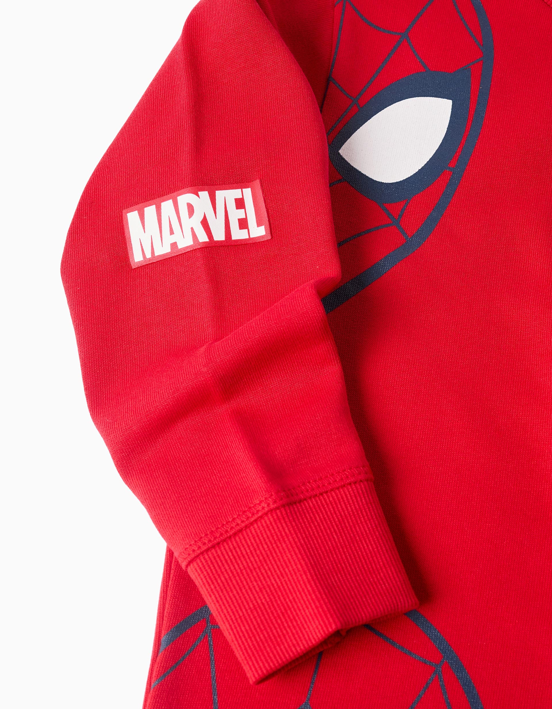 Brushed cotton sweatshirt with Spider-Man prints for boys, red