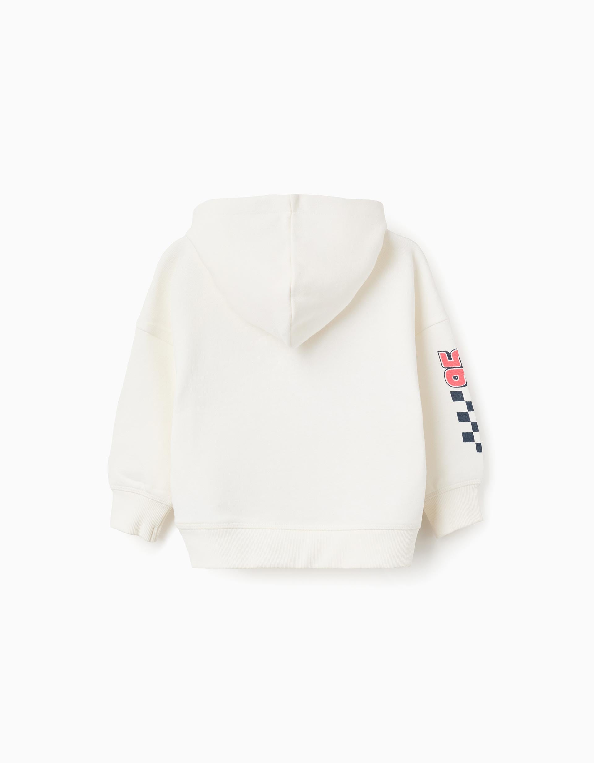 Brushed hooded sweatshirt with Cars print for baby boys, white