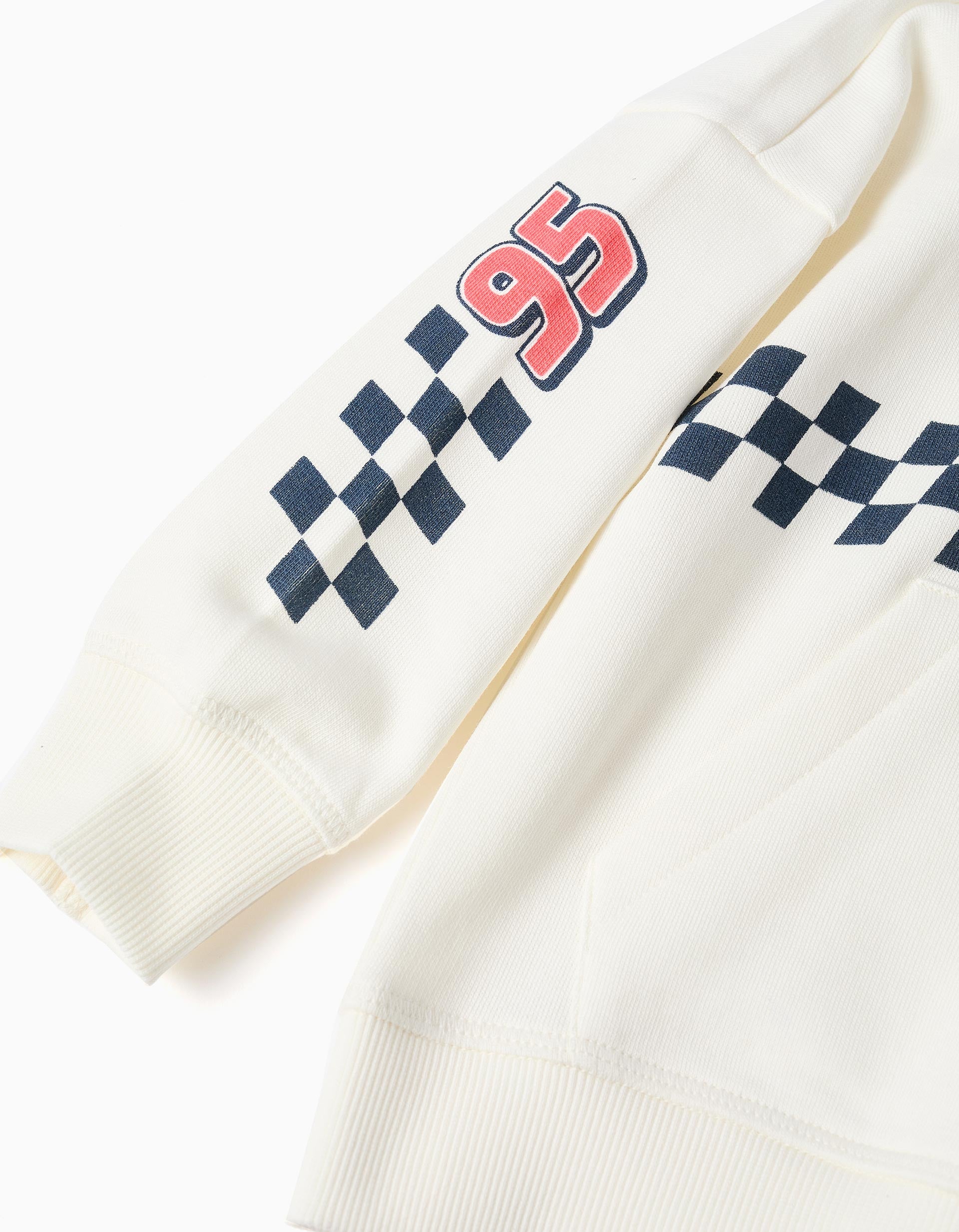 Brushed hooded sweatshirt with Cars print for baby boys, white